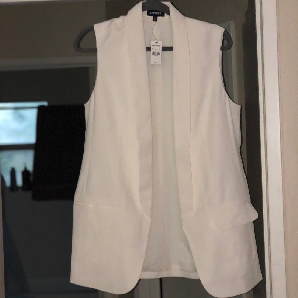 White Sleeveless Boyfriend Blazer from Express